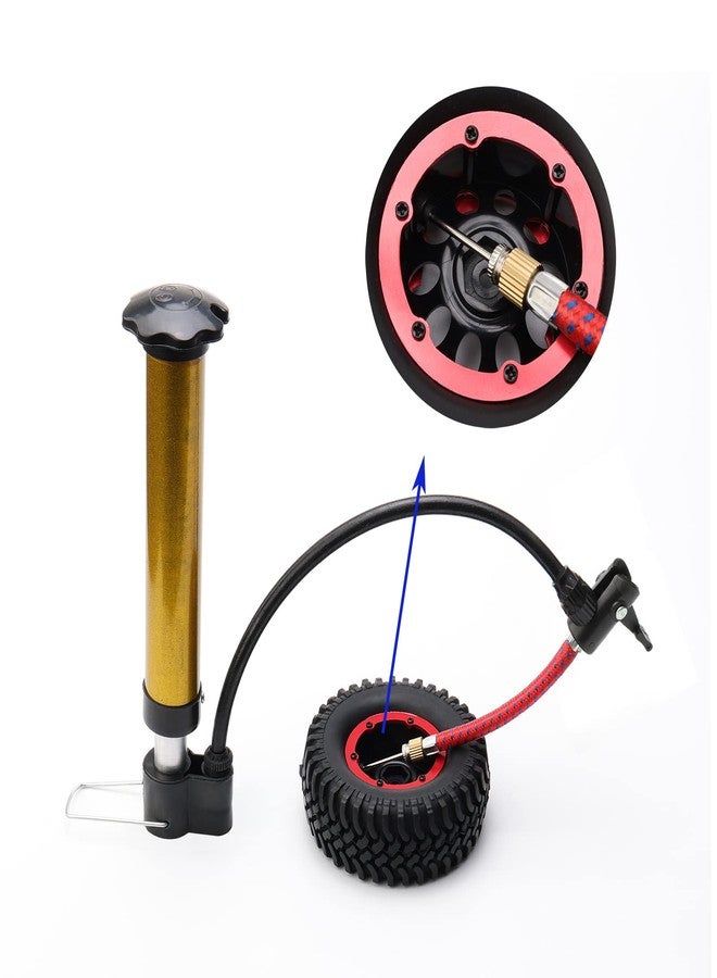 Rchobbytop 4-Pack 1.9 Inch Tires and Wheel Rims OD 100mm Off Road Rubber Tyre & Plastic 10-Holes Beadlock Rim 12mm Hex Hub for 1/10 RC Crawler Truck, Red - Image 4
